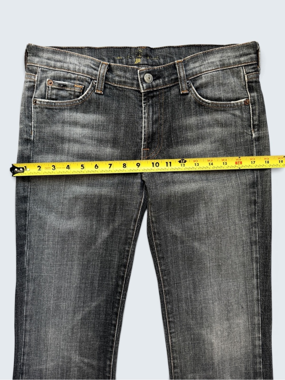 7 For All Mankind Vintage Low Rise Bootcut Jeans 28 Black Wash Y2K - Picture 11 of 16